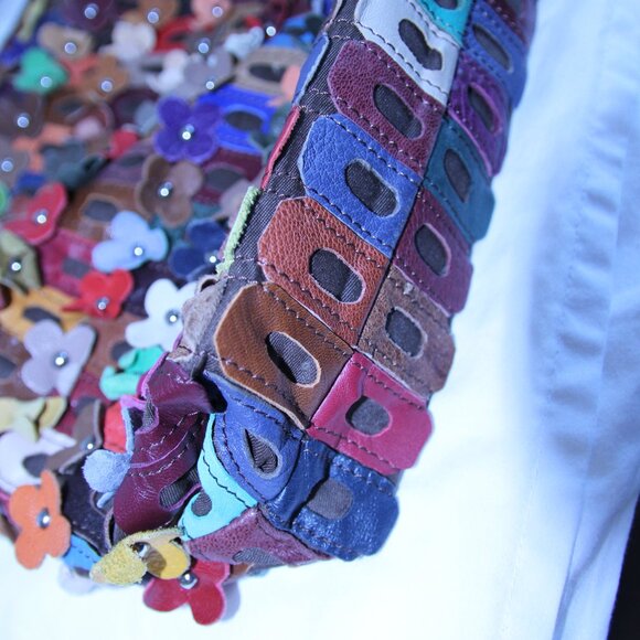 Leather flower boho flowerette slouchy purse bag festival - Picture 6 of 16